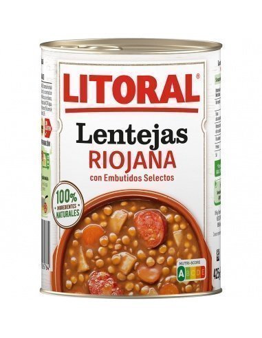 Lentejas a la Riojana sin gluten Litoral 425 gr.