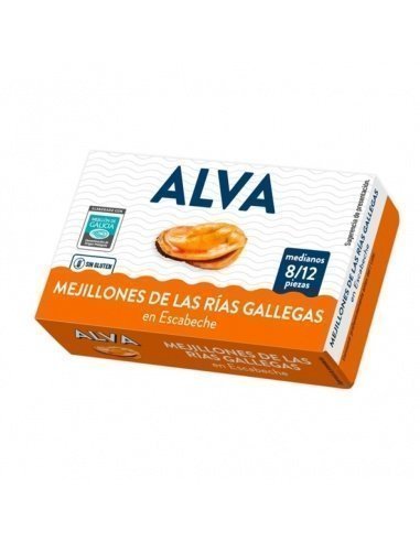 [727] Mejillones de las Rías Gallegas en escabeche Alva 8/12 111gr.