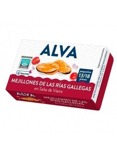 Mejillones de las Rías Gallegas en salsa de vieira Alva 13/18 111gr.