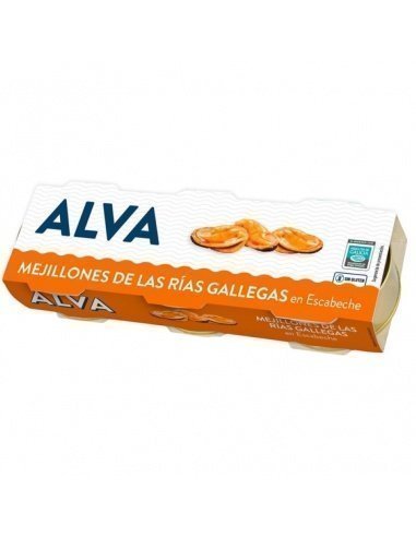 [730] Mejillones de las Rías Gallegas en escabeche Alva 13/18 3x80g