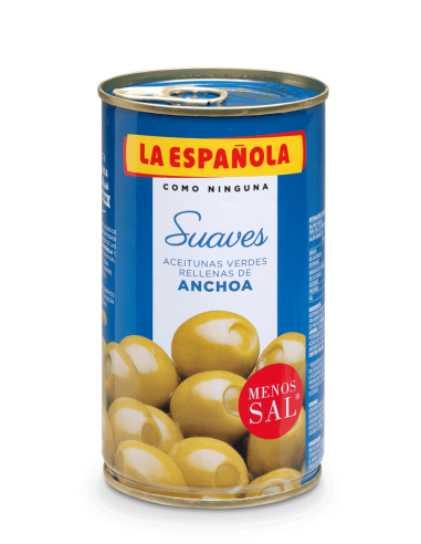 [619] Aceitunas suaves verdes rellenas de anchoa "La Española" 130gr.